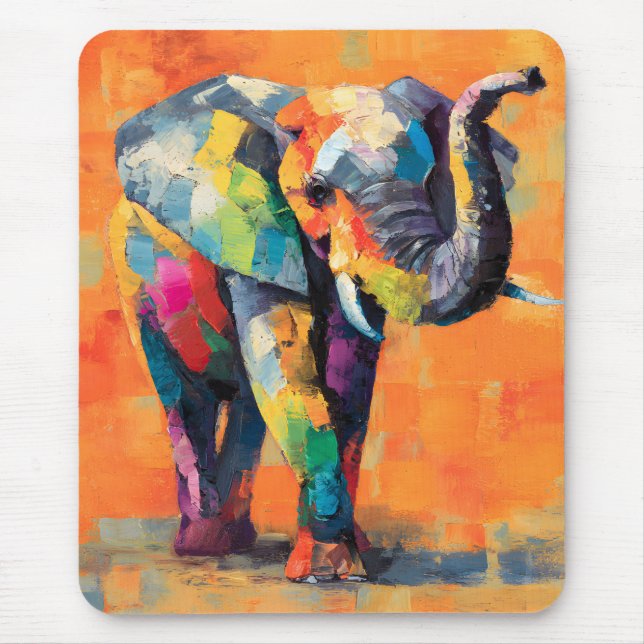 Mousepad Abstrato Happy Rainbow Elephant (Frente)
