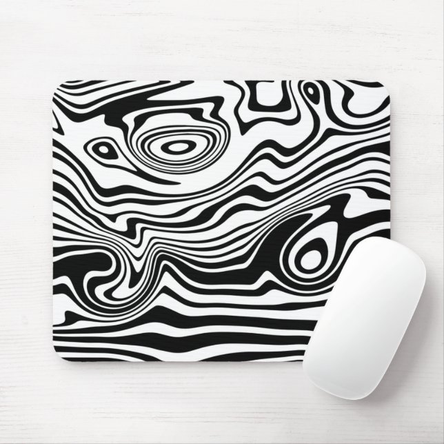 Mousepad Abstrato - Linhas Pretas e Brancas Adormecidas - P (Com mouse)