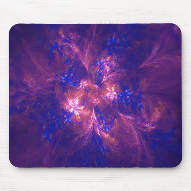 Mousepad Abstrato Luz Púrpura E Azul Vívido Da Flor (Frente)