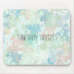 Mousepad Abstrato Mint Blue Watercolor Splasma Happy