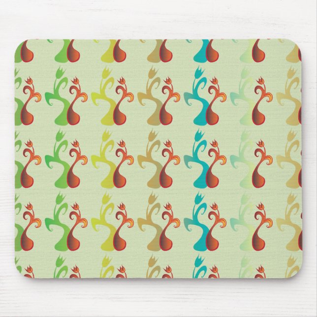 Mousepad Abstrato Modern Multicolor Tulip Floral (Frente)