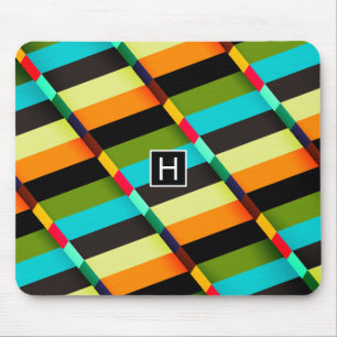 Mousepad Abstrato Moderno Colorido - Stripes e Monograma