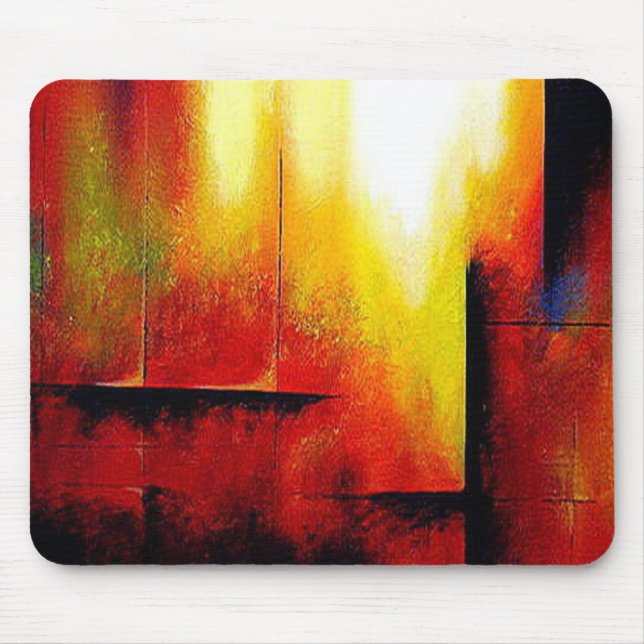 Mousepad Abstrato moderno Trendy Red Yellow Modelo verde (Frente)