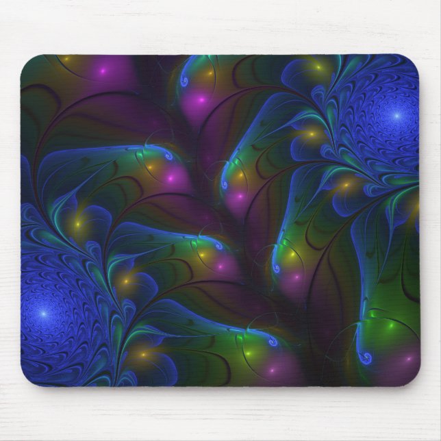 Mousepad Abstrato Moderno Trippy Fractal Luminoso Colorido (Frente)