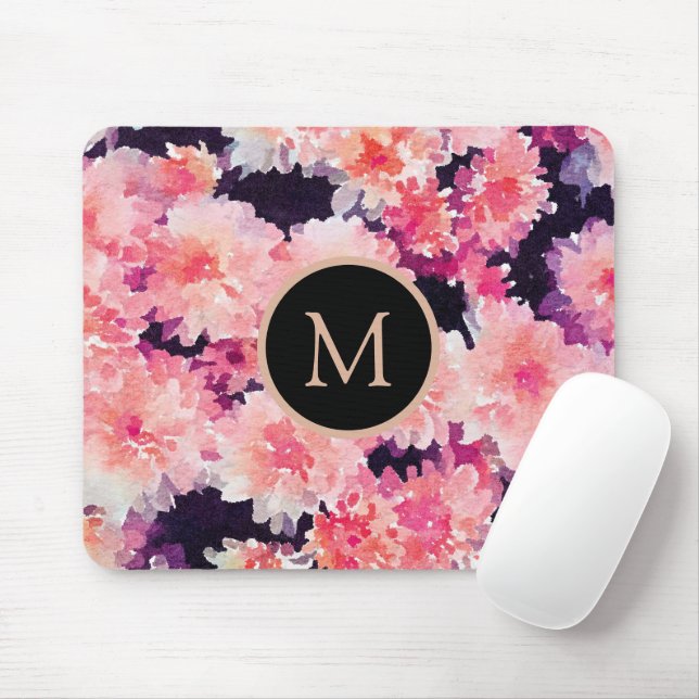 Mousepad Abstrato monograma, cor-de-água rosa (Com mouse)