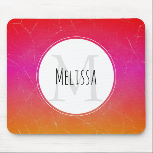 Mousepad Abstrato Monograma de Gradação Laranja Vibrante 