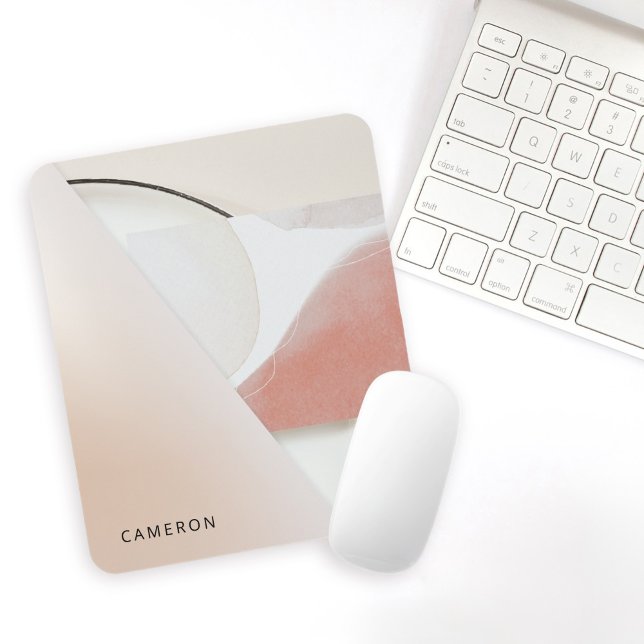 Mousepad Abstrato Neutro de Tons da Terra (Personalize with your name, monogram or other desired text.)