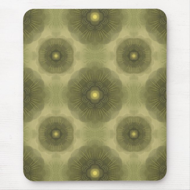 Mousepad Abstrato Olive Green Flower Padrão Sem Costura (Frente)