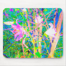 Mousepad Abstrato Oriental Lily no Meu Jardim Rubio