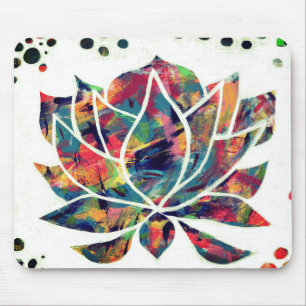 Mousepad Abstrato Original Enigmático Oriental Lotus Flowe