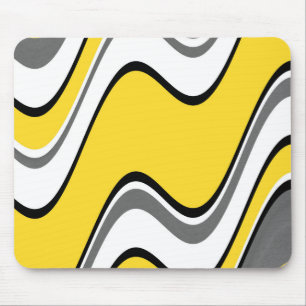 Mousepad Abstrato preto e branco cinzento amarelo