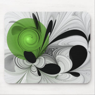 Mousepad Abstrato preto e branco com arte frontal verde