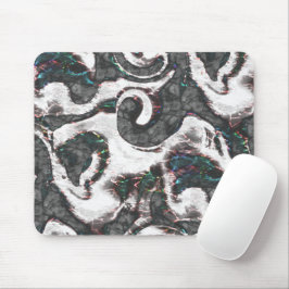 Mousepad Abstrato preto e branco com detalhes coloridos ou