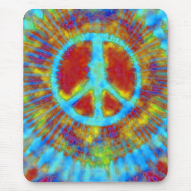 Mousepad Abstrato Psicodélico - Sinal de Paz Tie-Dye (Frente)