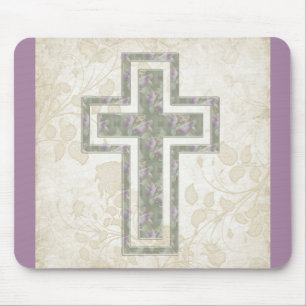 Mousepad Abstrato púrpura e cruz cristã verde