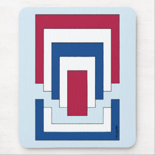 Mousepad Abstrato retângulo em vermelho, branco e azul