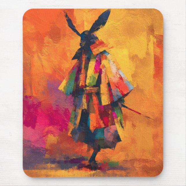 Mousepad Abstrato Samurai Warrior Silhouette (Frente)