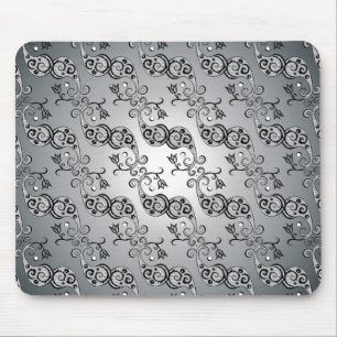 Mousepad Abstrato Silver e Tulipas Negras Padrão Botek