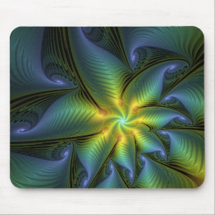 Mousepad Abstrato Star, Ouro Verde brilhante Arte Fractal