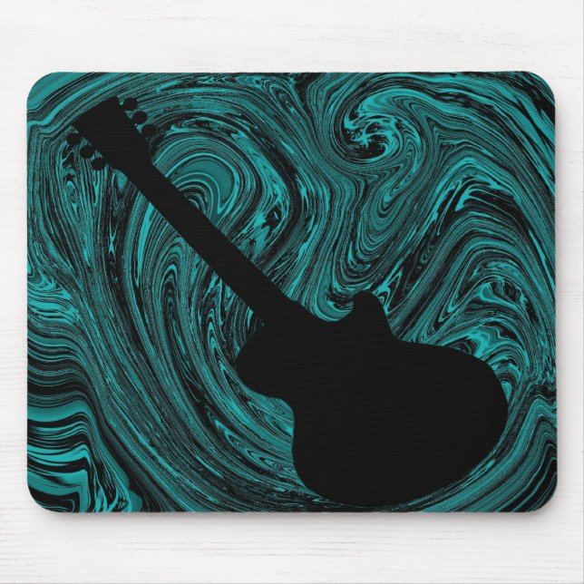 Mousepad Abstrato Swirls Guitar Mousepad, Teal (Frente)