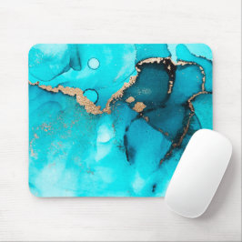 Mousepad Abstrato Turquoise Dourada Art
