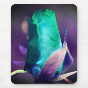 Mousepad Abstrato Turquoise Rosebud Arte Flor