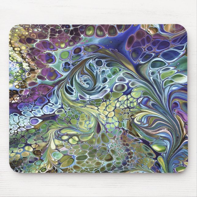Mousepad Abstrato verde-oliva, azul-roxa (Frente)