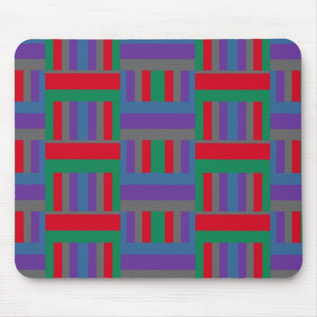 Mousepad Abstrato Vermelho Roxo e Padrão Verde de Linha na  (Frente)