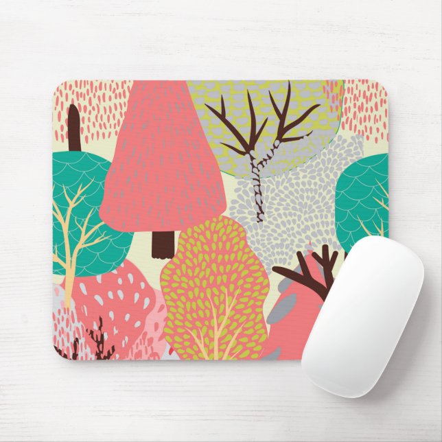 Mousepad Abstrato Vintage Green Trees (Com mouse)