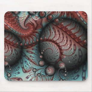Mousepad Abstrato Vivid Fantasy Fractal Art Brown Blue