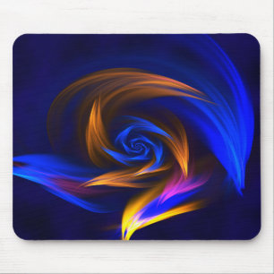 Mousepad Abstrato Vortex Forma Azul Laranja