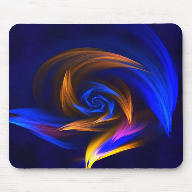 Mousepad Abstrato Vortex Forma Azul Laranja (Frente)