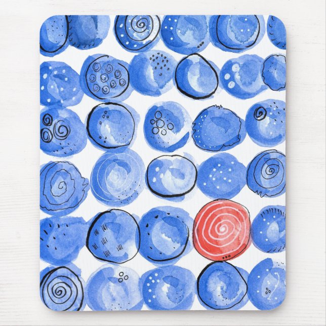 Mousepad Abstrato Watercolor Blue Pontos (Frente)