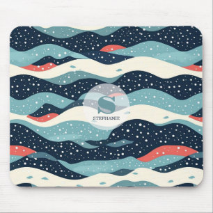 Mousepad Abstrato Wavy Lines com pontos de floco de neve