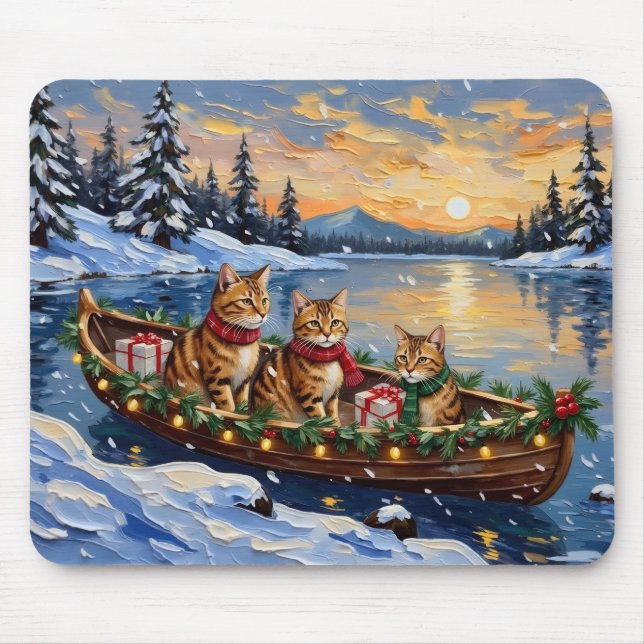 Mousepad Abyssinian Cat Christmas Boat Holiday (Frente)