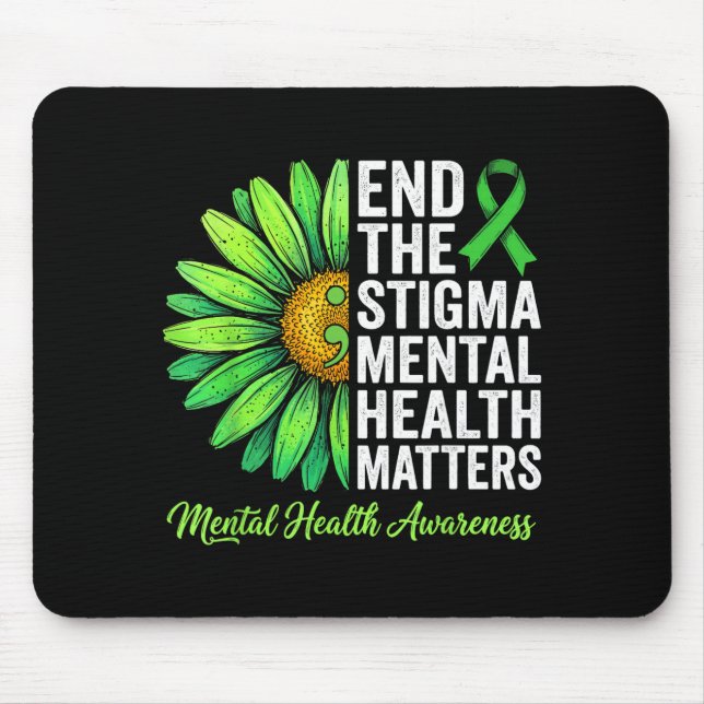 Mousepad Acabar com o estigma conscientização da saúde ment (Frente)