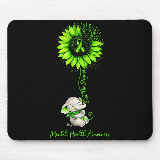 Mousepad Acabar com o estigma conscientização da saúde ment (Frente)