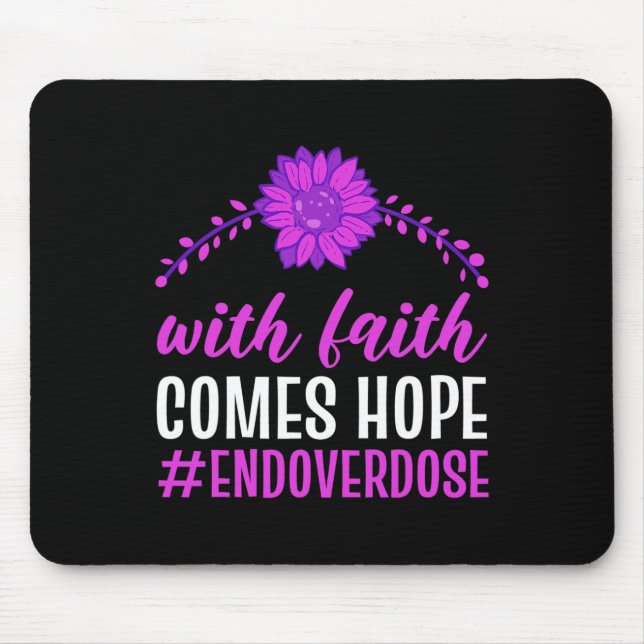 Mousepad Acabar Com Overdose Com Fé Vem Esperança Roxo Flor (Frente)