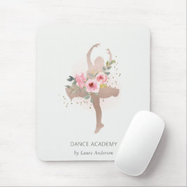 Mousepad Academia de Dançarinas Florais Dourada Blush Rosa