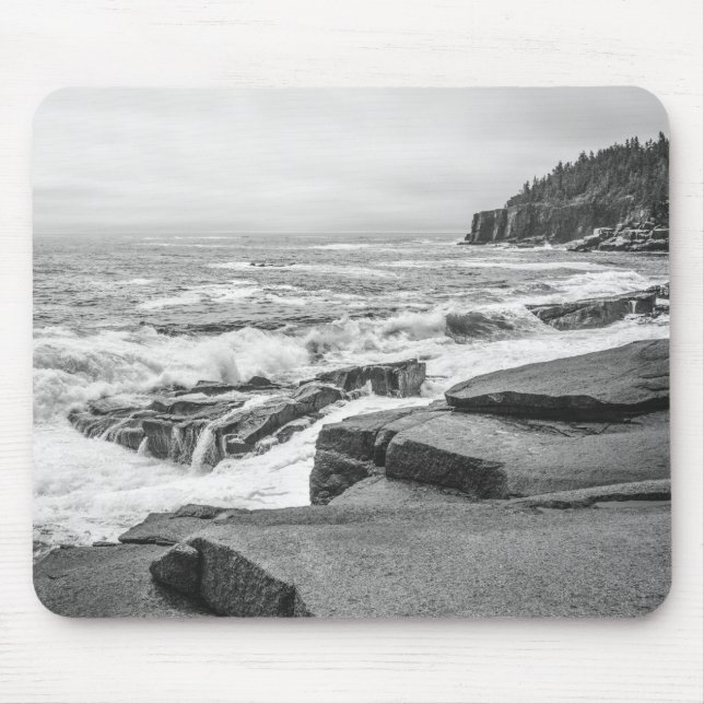 Mousepad Acadia National Park Maine Coast Black and White (Frente)