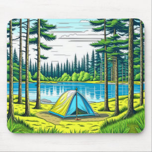 Mousepad Acampamento da Natureza Ameaçou Tent na Floresta