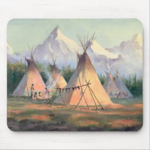 Mousepad ACAMPAMENTO INDIANO do TIPI por SHARON SHARPE