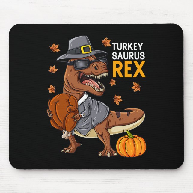 Mousepad Ação de Graças à Turquia Saurus T Rex Pilgrim Dino (Frente)