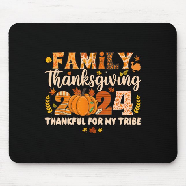 Mousepad Ação De Graças Da Família 2024 Graças À Minha Trib (Frente)