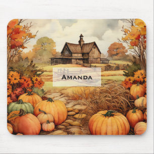 Mousepad Ação de Graças de Colheita de Fazendas de Abóbora