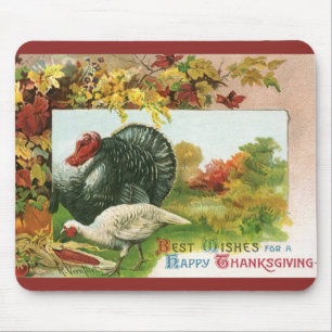 Mousepad Ação de Graças Vintage, Cores de Outono dos Perus