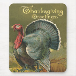 Mousepad Ação de Graças Vintage, Turquia na Fazenda