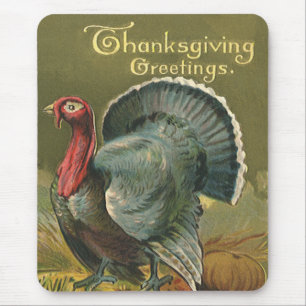 Mousepad Acção de graças do vintage, Turquia na fazenda