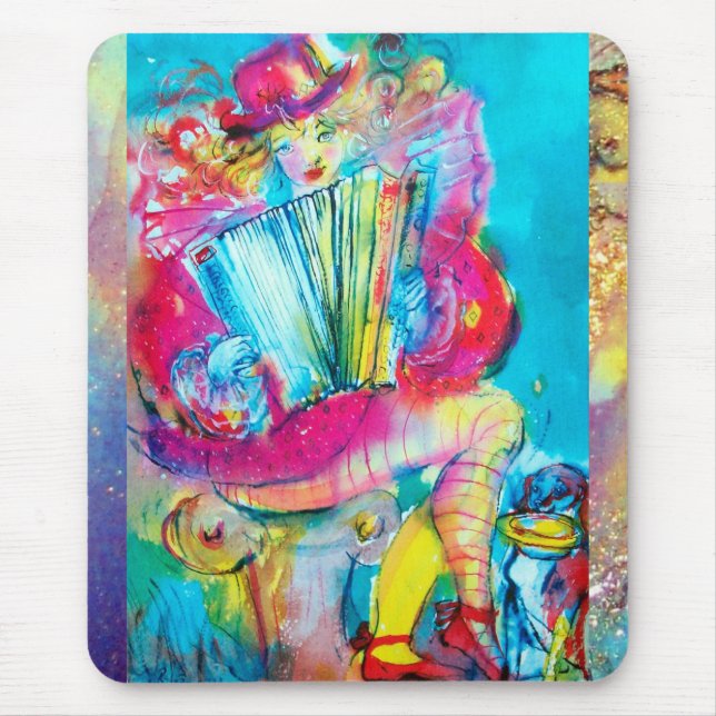 Mousepad ACCORDION PLAYER NA NOITE Watercolor (Frente)