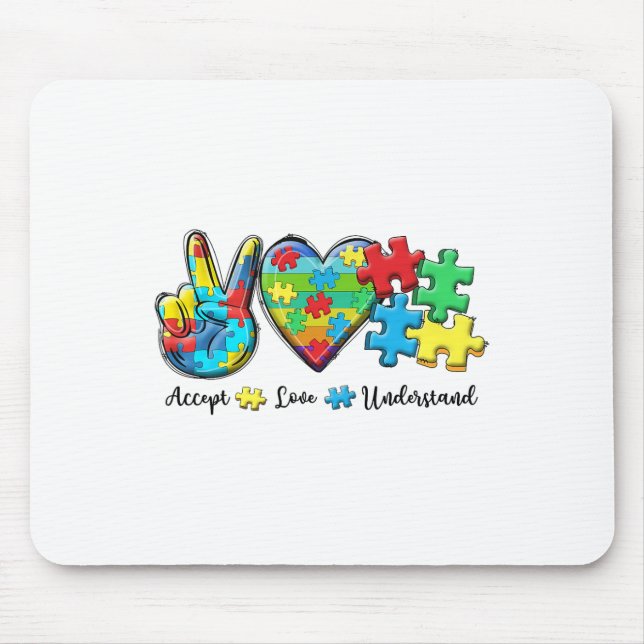 Mousepad Aceitar o amor Compreender a Consciência do Autism (Frente)
